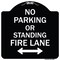 Signmission No Parking or Standing Fire Lane W/ Bidirectional Arrow Heavy-Gauge Alum, 18" x 18", BW-1818-23684 A-DES-BW-1818-23684 - alternate 1